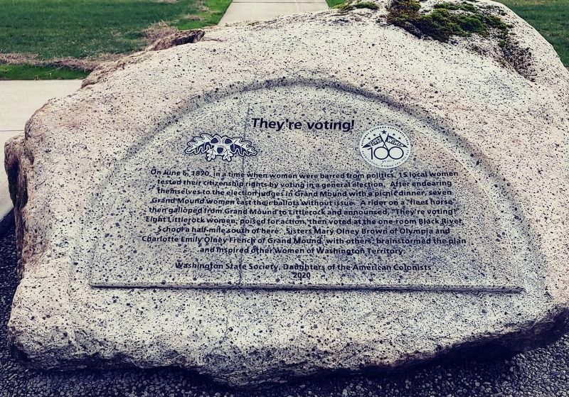 They're voting! Marker - This shows the bulk of the boulder which features the inscription.. Click for full size. They're voting! Marker - This shows the bulk of the boulder which features the inscription. image. Click for full size.