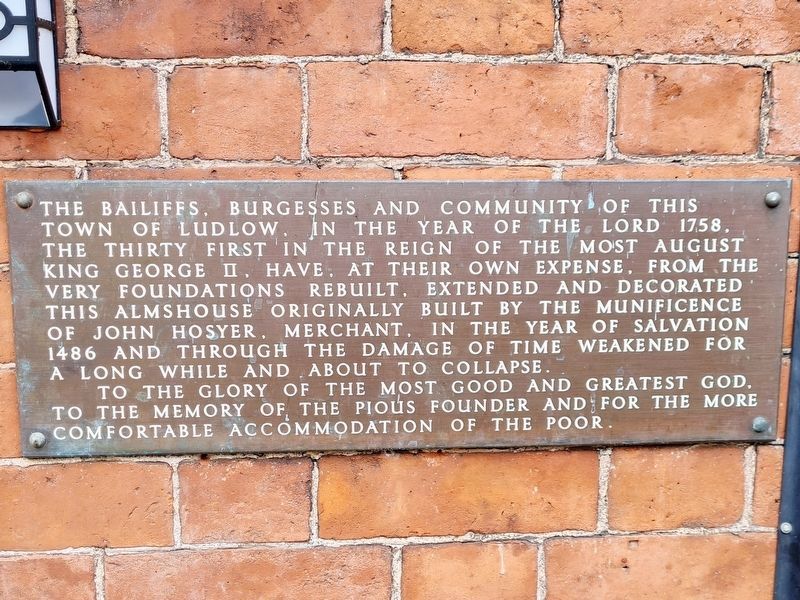 Hosyers Almshouses Marker - English. Click for full size. Hosyers Almshouses Marker - English image. Click for full size.