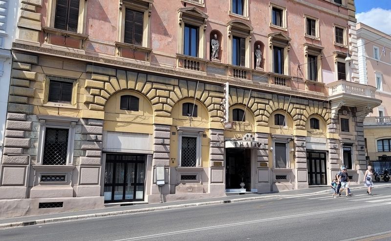 The view of the entrance to the Hotel Traiano and Marker. Click for full size. The view of the entrance to the Hotel Traiano and Marker image. Click for full size.