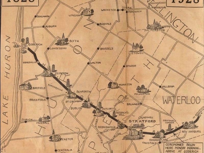 The Huron Road, 1828-1928. Click for full size. The Huron Road, 1828-1928 image. Click for full size.