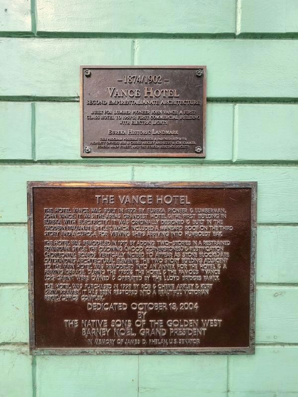 The Vance Hotel marker relocated image. Click for full size.