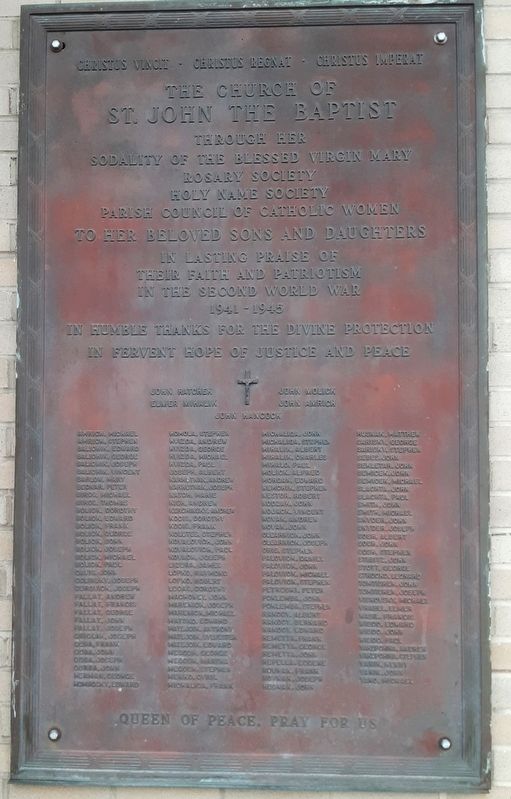 St. John the Baptist Church World War II Memorial Marker image. Click for full size.