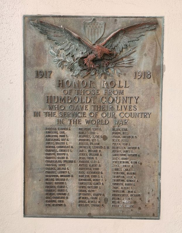 World War I Honor Roll Marker image. Click for full size.