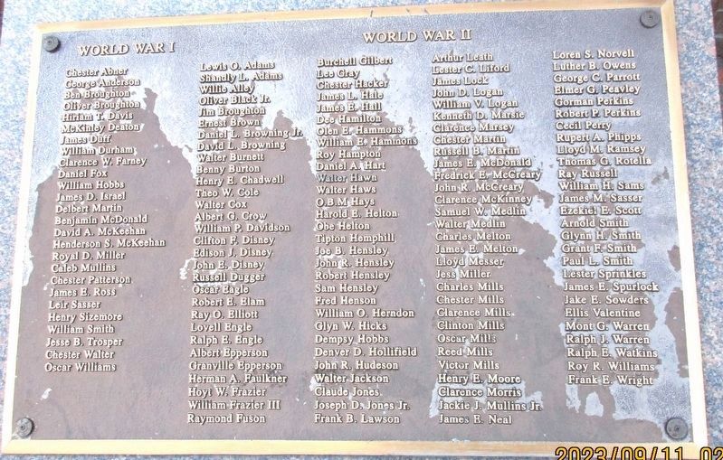 Knox County Veterans Memorial - Lower Left Panel. Click for full size. Knox County Veterans Memorial - Lower Left Panel image. Click for full size.
