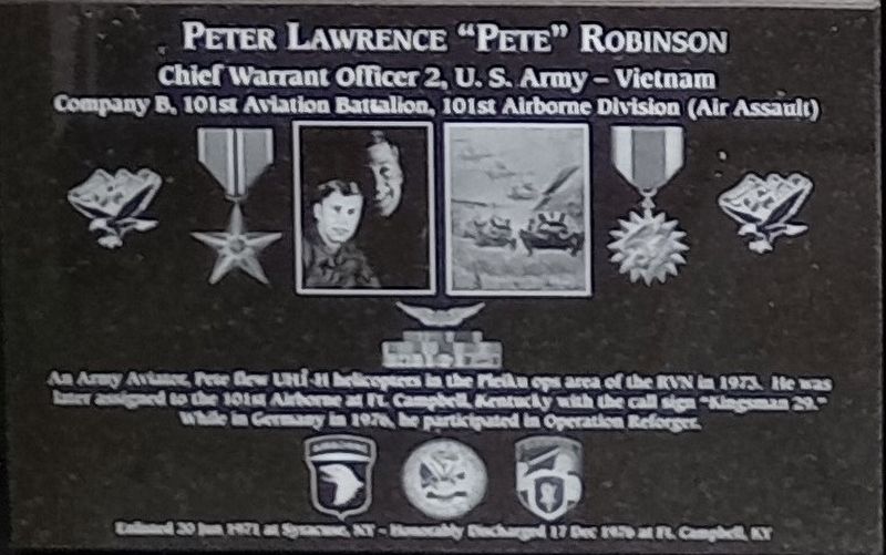 Peter Lawrence "Pete" Robinson Marker image. Click for full size.