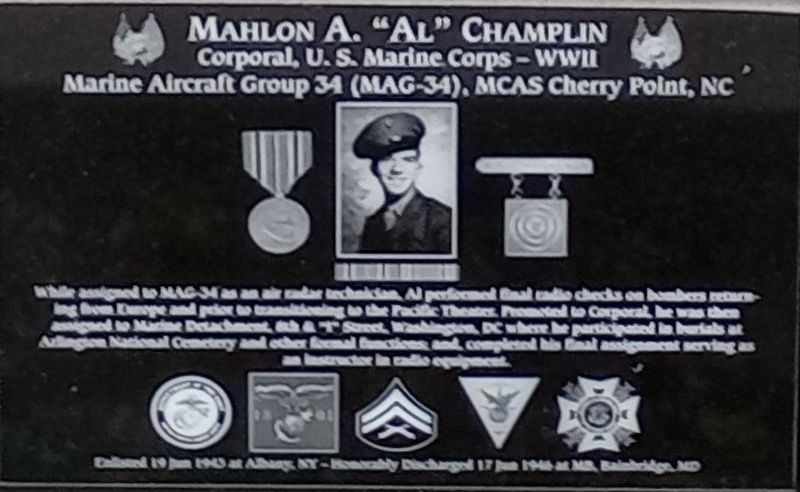 Mahlon A. "Al" Champlin Marker image. Click for full size.