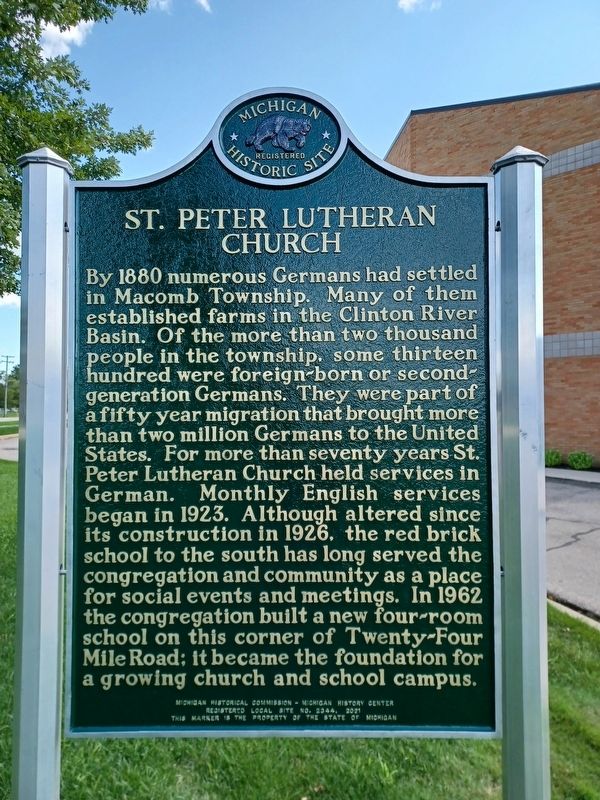 St. Peter Lutheran Church Marker — side 2 image. Click for full size.