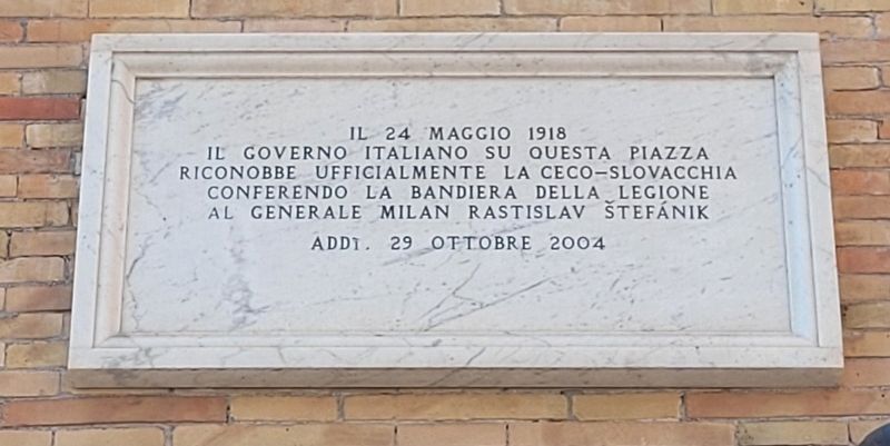 Italian government officially recognized Czech-Slovakia Marker. Click for full size. Italian government officially recognized Czech-Slovakia Marker image. Click for full size.