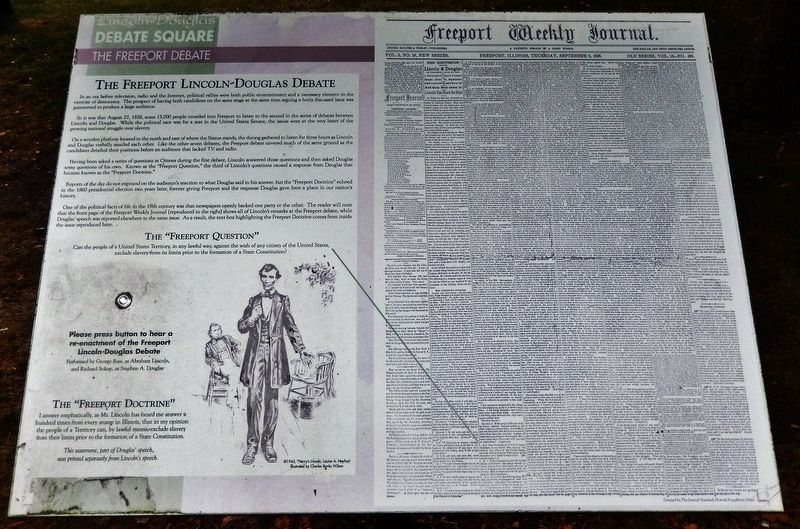 The Freeport Lincoln-Douglas Debate Marker image. Click for full size.