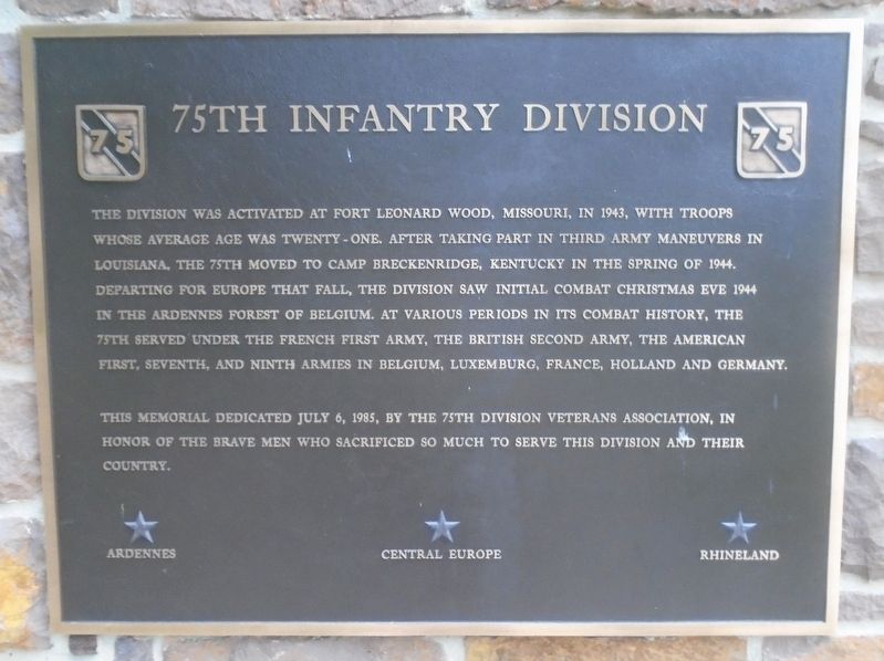75th Infantry Division Marker image. Click for full size.