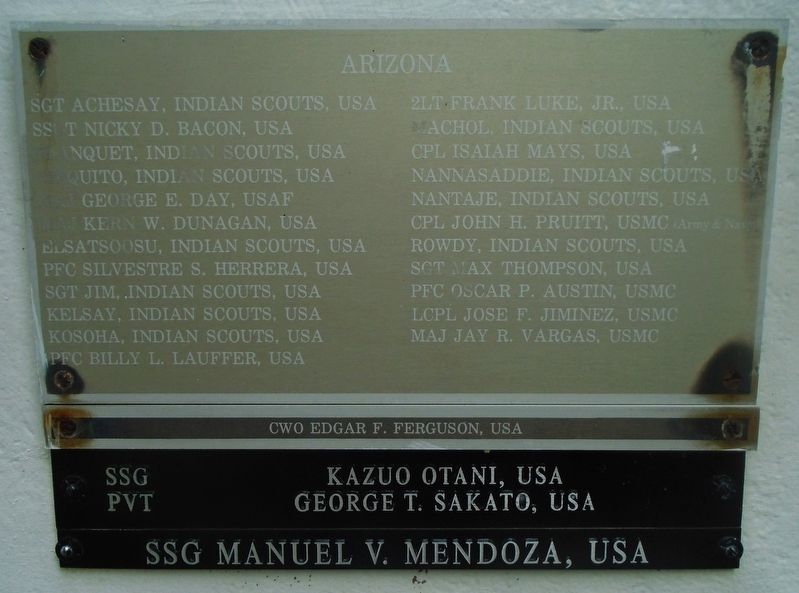 Arizona Medal of Honor Recipients Marker. Click for full size. Arizona Medal of Honor Recipients Marker image. Click for full size.