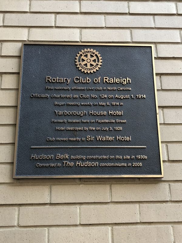 Rotary Club of Raleigh Marker image. Click for full size.