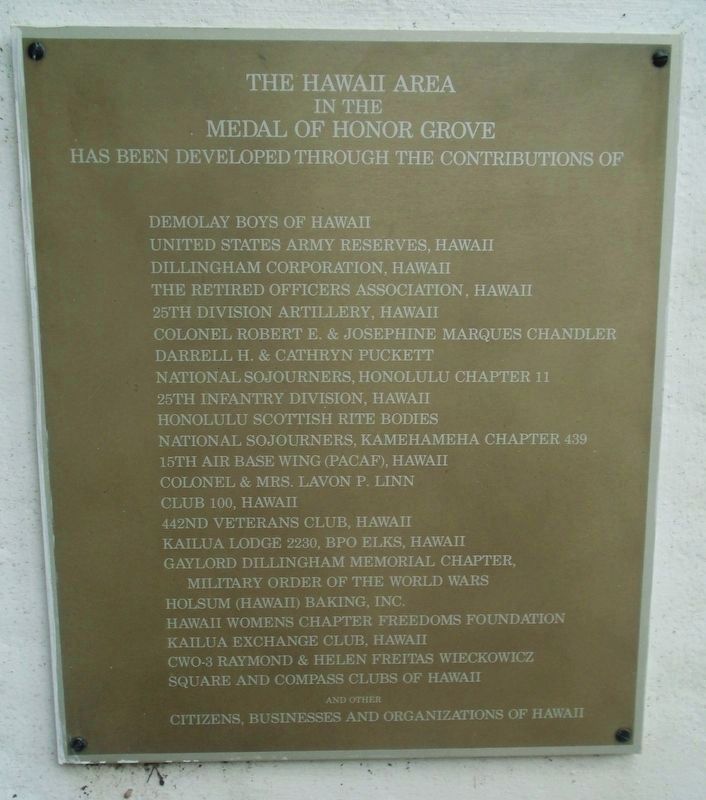 Hawaii Medal of Honor Recipients Memorial Sponsors image. Click for full size.