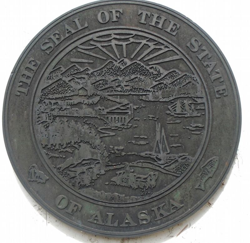Alaska Seal on Memorial Obelisk image. Click for full size.