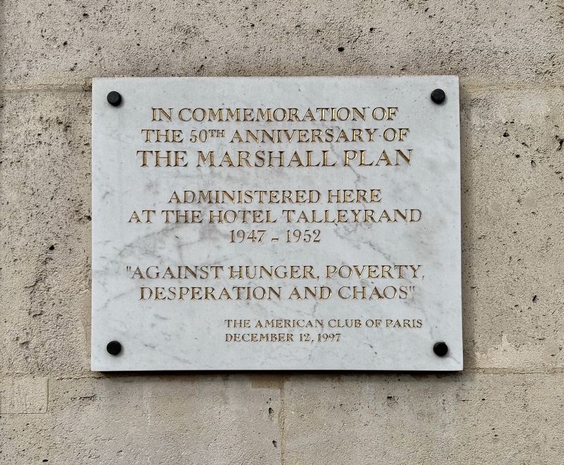 Plan Marshall / The Marshall Plan Marker - English plaque image. Click for full size.