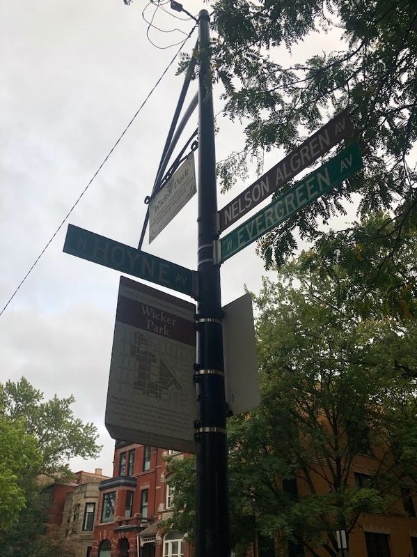 Nelson Algren Avenue sign image. Click for full size.