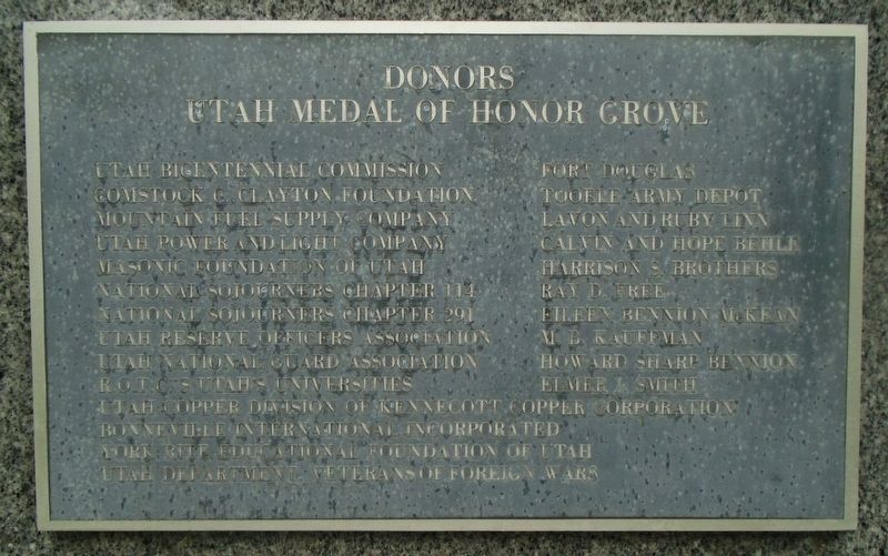 Utah Medal of Honor Recipients Sponsors image. Click for full size.