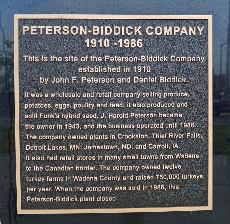 Peterson-Biddick Company Marker image. Click for full size.