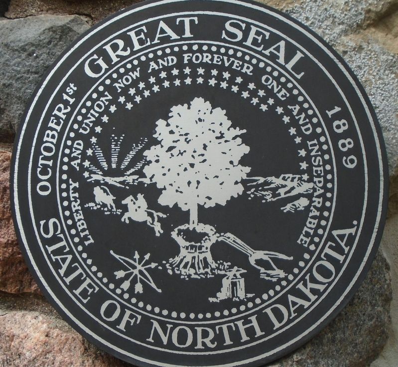 North Dakota State Seal on Memorial Obelisk image. Click for full size.