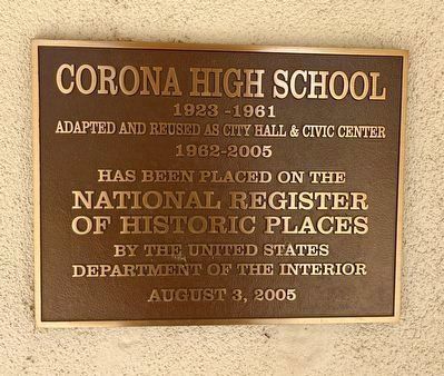 Corona High School Marker image. Click for full size.