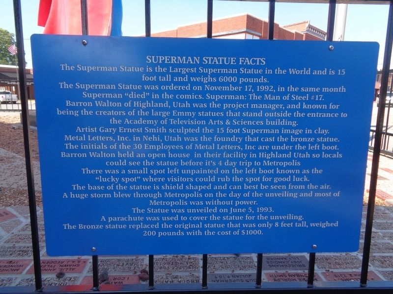 Superman Statue Facts Marker image. Click for full size.