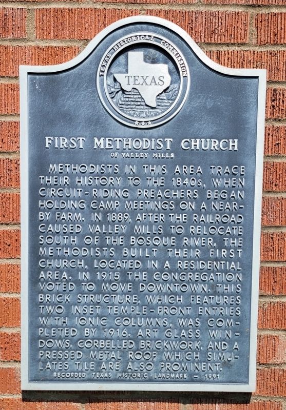 First Methodist Church of Valley Mills Marker image. Click for full size.