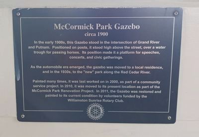 McCormick Park Gazebo Marker. Click for full size. McCormick Park Gazebo Marker image. Click for full size.