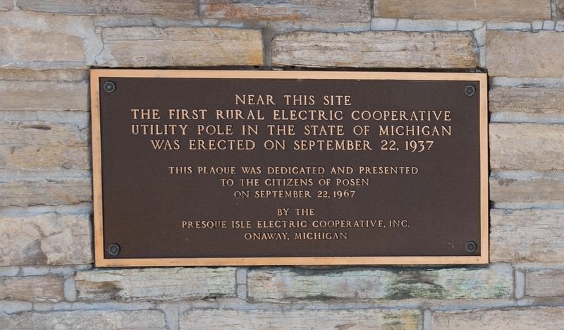 Presque Isle Electric Cooperative Monument Plaque image. Click for full size.