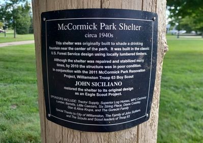 McCormick Park Shelter Marker. Click for full size. McCormick Park Shelter Marker image. Click for full size.