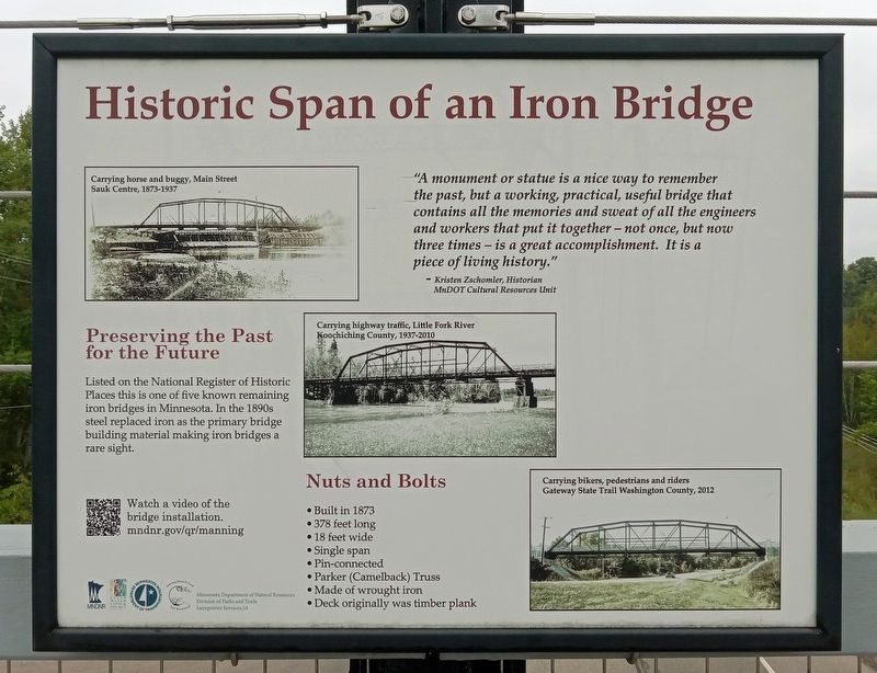 Historic Span of an Iron Bridge Marker image. Click for full size.