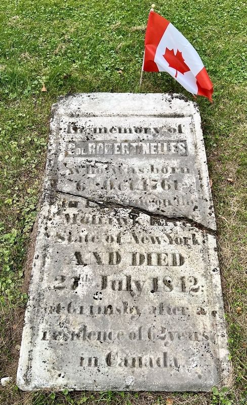 Col. Robert Nelles gravestone, in nearby St. Andrews Church cemetery. Click for full size. Col. Robert Nelles gravestone, in nearby St. Andrews Church cemetery image. Click for full size.
