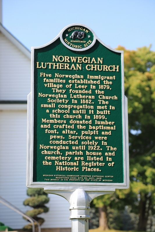 Norwegian Lutheran Church side of marker image. Click for full size.