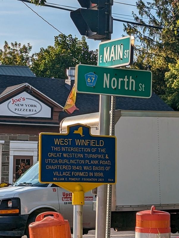West Winfield Marker view at stop light image. Click for full size.