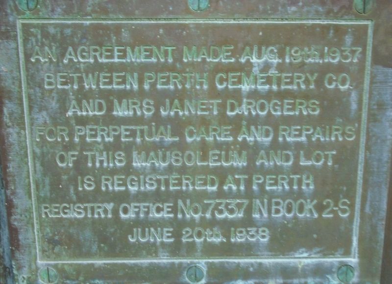 McLaren-Stewart Mausoleum Agreement Marker. Click for full size. McLaren-Stewart Mausoleum Agreement Marker image. Click for full size.