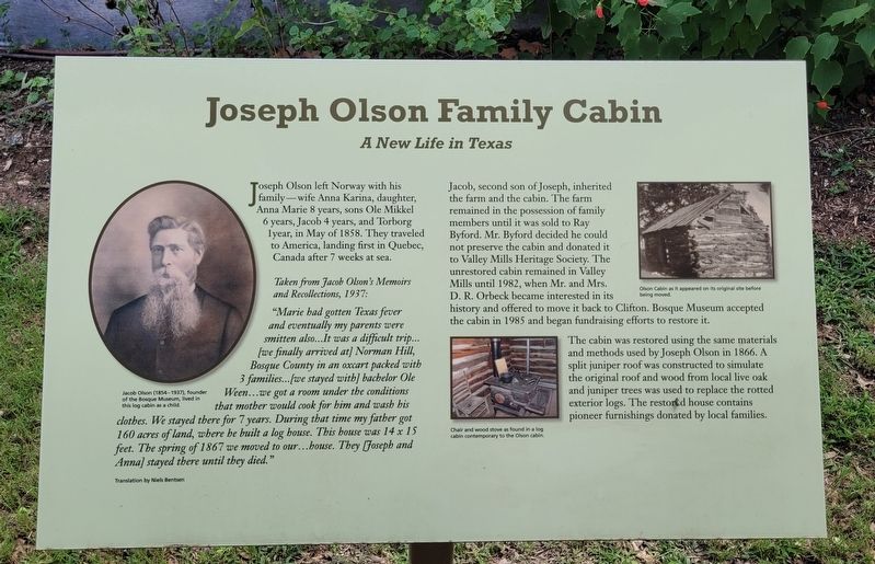 Joseph Olson Family Cabin Marker image. Click for full size.
