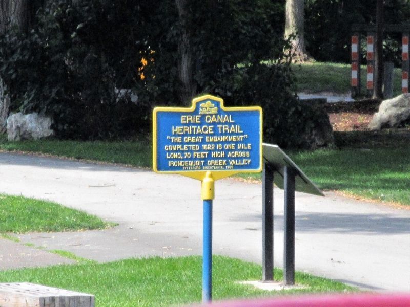 Erie Canal Marker taken from a boat ride in August 2023 image. Click for full size.