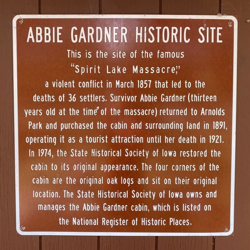 Abbie Gardner Historic Site Marker. Click for full size. Abbie Gardner Historic Site Marker image. Click for full size.