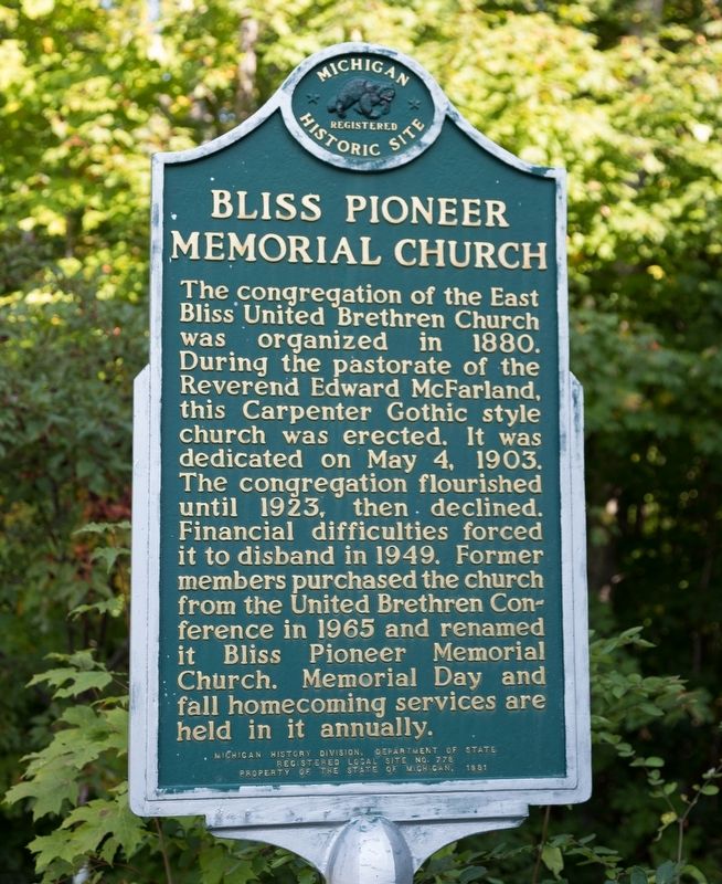 Bliss Pioneer Memorial Church Marker. Click for full size. Bliss Pioneer Memorial Church Marker image. Click for full size.