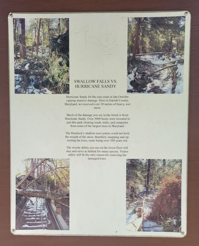 Swallow Falls vs. Hurricane Sandy Marker image. Click for full size.