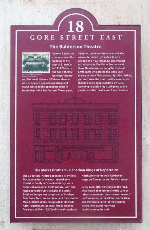 Balderson Theatre Marker. Click for full size. Balderson Theatre Marker image. Click for full size.