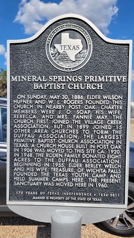 Mineral Springs Primitive Baptist Church Marker. Click for full size. Mineral Springs Primitive Baptist Church Marker image. Click for full size.
