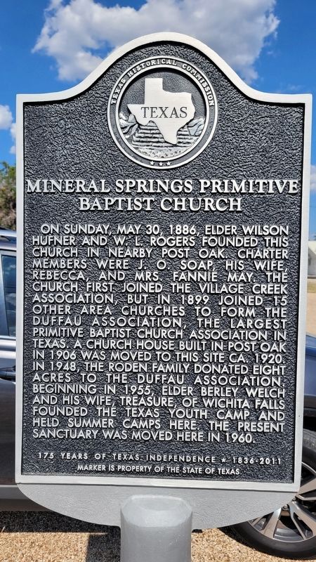 Mineral Springs Primitive Baptist Church Marker image. Click for full size.
