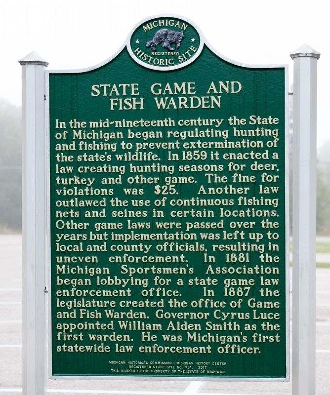 State Game and Fish Warden side of marker image. Click for full size.