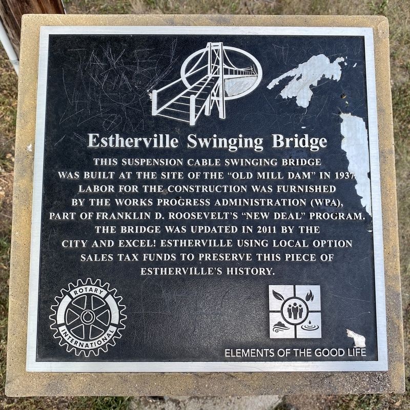 Estherville Swinging Bridge Marker image. Click for full size.