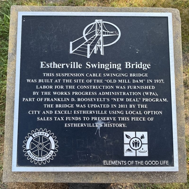 Estherville Swinging Bridge Marker image. Click for full size.