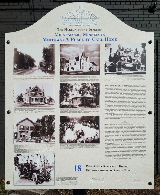 Park Avenue Residential District / Distrito Residencial Avenida Park Marker image. Click for full size.