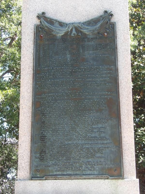 Holly Springs War Memorial (front) image. Click for full size.