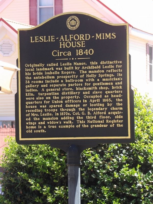Leslie-Alford-Mims House Marker image. Click for full size.