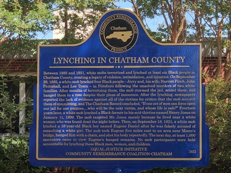 Lynching in Chatham County side of marker image. Click for full size.