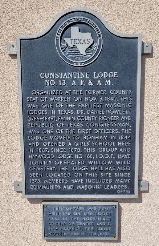 Constantine Lodge No. 13. A.F. & A.M. Marker image. Click for full size.